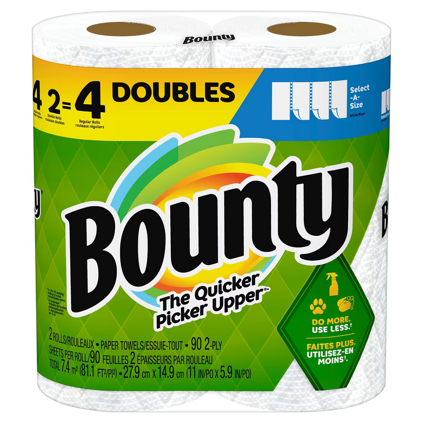 P&G Professional Bounty Select-A-Size Paper Towel - Double Rolls - White - 90 sheets per roll - 12/cs - Mfg #08664