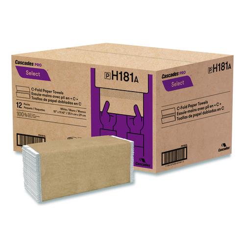 Cascades PRO Select C-Fold Towel - 10" x 11.42" - White - 198 sheets per roll - 12/cs - Mfg #H181
