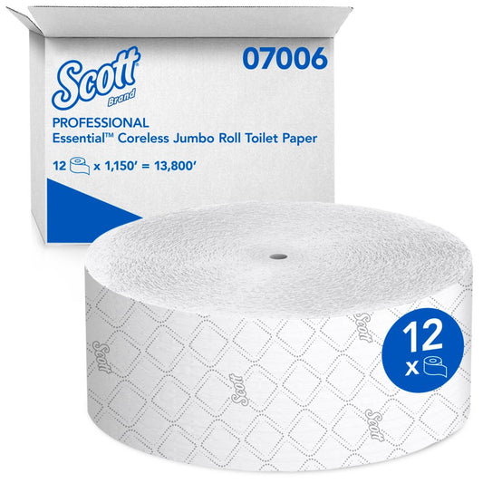 Kimberly Clark Scott JRT Jr. Coreless Toilet Tissue - 3.78" x 1150' - 12 rolls/cs - Mfg #07006