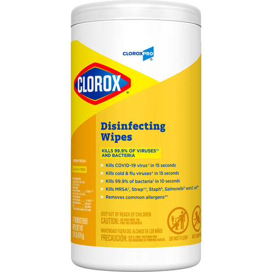 Clorox Disinfecting Wipes - Lemon Fresh - 7" x 8" - 75ct - 6/cs - Mfg #15948