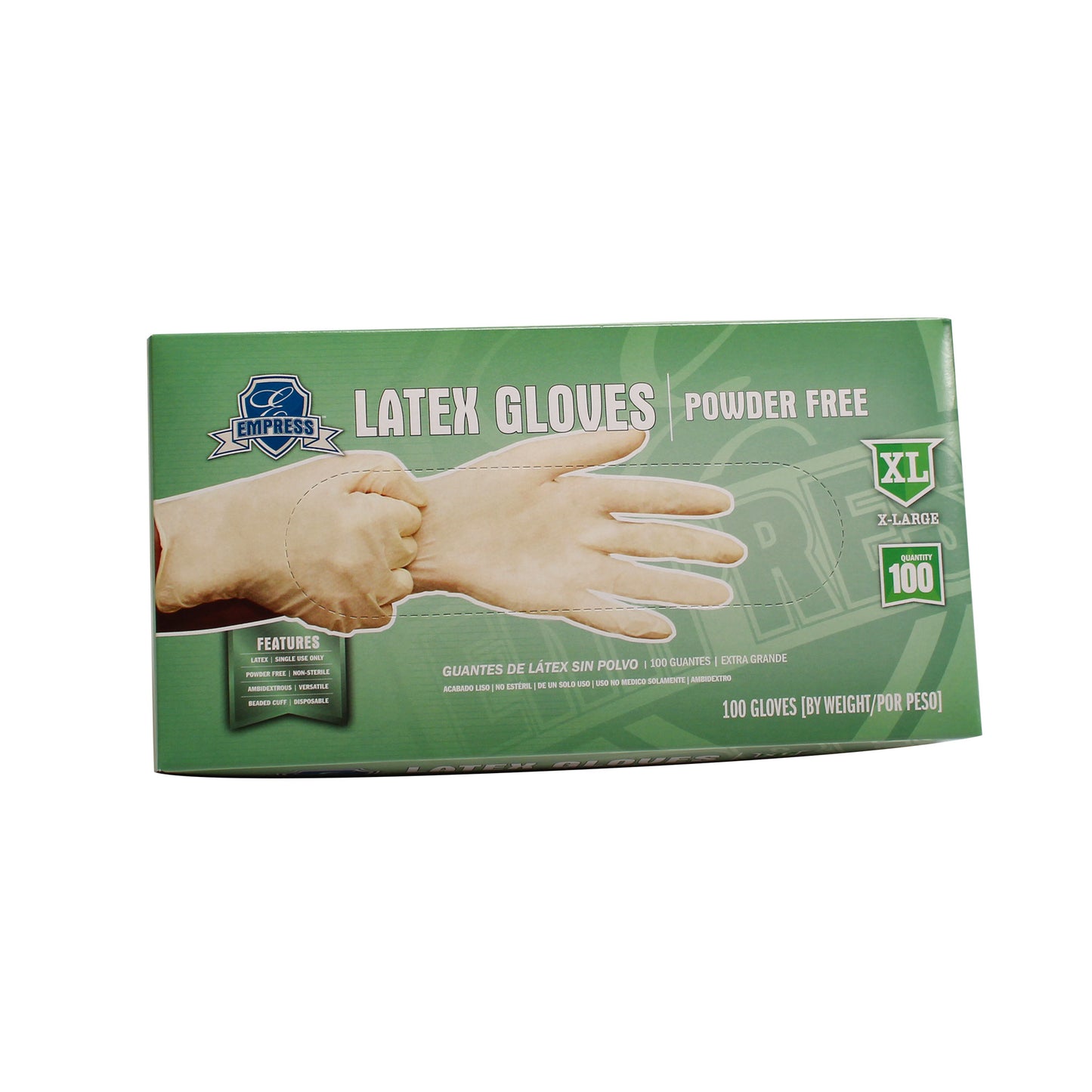 Empress Latex Exam Gloves Powder Free - XL - 100/cs - Mfg #ELPFXL2004