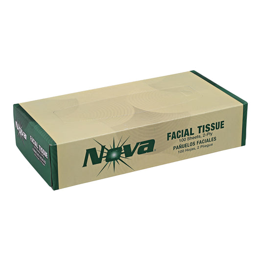 Nova Facial Tissue Flat Box - 2 ply - White - 100 sheets per box - 30/cs