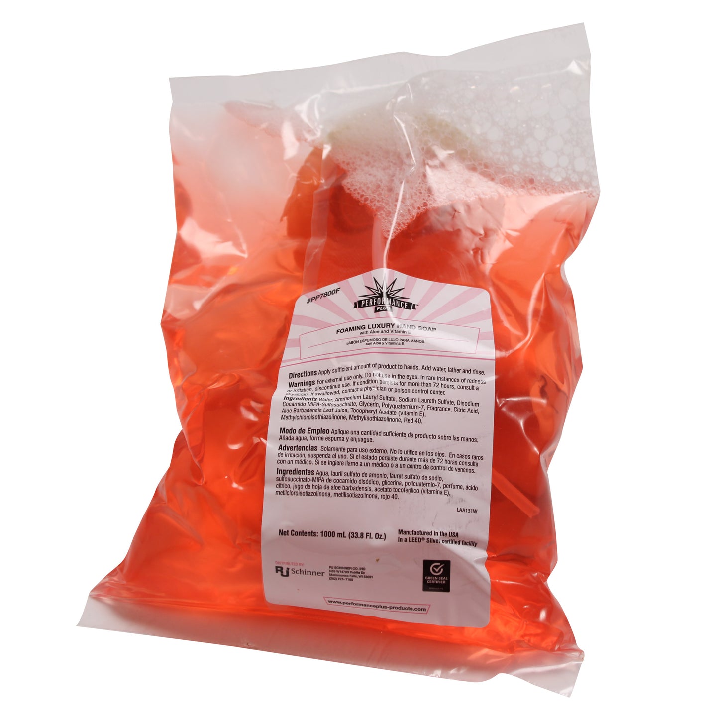 Performance Plus Foaming Luxury Hand Soap - Green Seal Certified - Pink w/ Tropical Fragrance - 1000ml - 6/cs