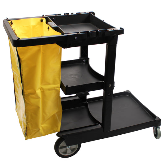 Performance Plus Janitor Cart 3 Shelf - Black - Each