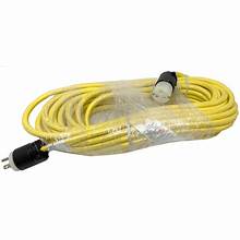 Power Cord - 50Ft., 12/3 SJTW, 300 Volt Extension Cord, Yellow, Female Twist-Lock Included