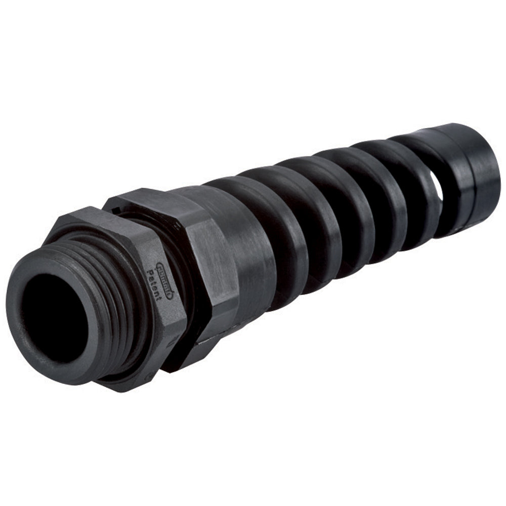 Strain Relief for Floor Machines -  Black Flex, .5" NPT w/ Nylon Lock Nut