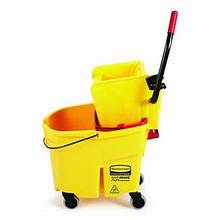 Rubbermaid Wavebrake Side Press Bucket/Wringer Combo 35qt - Yellow - Each - Mfg #FG758088YEL