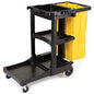 Rubbermaid Janitorial Cleanning Cart - Black w/ Yellow Vinyl Zipper Bag - Each - Mfg #FG617388BLA