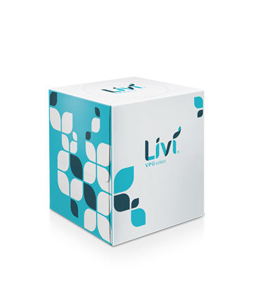 Solaris Livi VPG Select Cube Box Facial Tissue - White - 2 Ply - 8.37" x 8.07" - 90 sheets per box - 36/cs - Mfg #11516