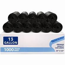 Victoria Bay Trash Bags - High Density - 24 x 33 - Black - 8 micron Coreless - 1000/Case