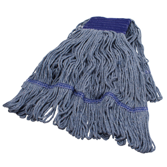 Performance Plus Blue Blended Looped End Wet Mops - Large w/ Wide Band - 12/cs - Mfg #P28313