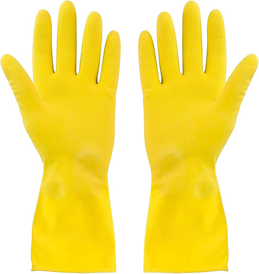 Yellow Rubber Gloves - 1.38mil - Medium - 12 pair/pkg